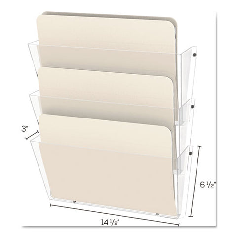 Unbreakable Docupocket Wall File, 3 Sections, Letter Size, 14.5" X 3" X 6.5", Clear, 3/pack