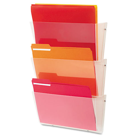 Unbreakable Docupocket Wall File, 3 Sections, Letter Size, 14.5" X 3" X 6.5", Clear, 3/pack