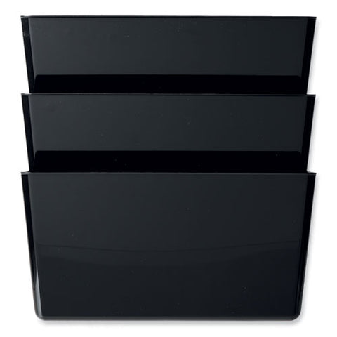 Docupocket Stackable Three-pocket Partition Wall File, 3 Sections, Letter Size, 13" X 4", Black