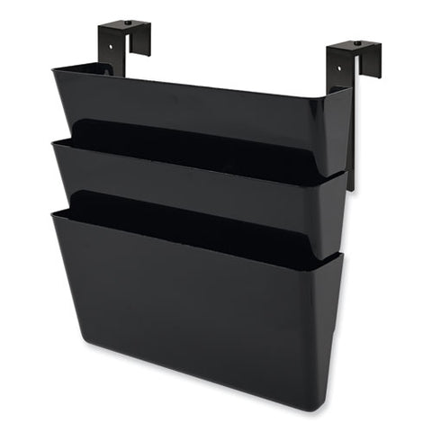 Docupocket Stackable Three-pocket Partition Wall File, 3 Sections, Letter Size, 13" X 4", Black