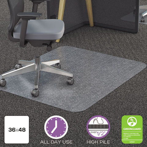 All Day Use Chair Mat - All Carpet Types, 36 X 48, Rectangular, Clear