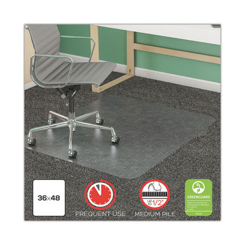 Supermat Frequent Use Chair Mat For Medium Pile Carpet, 36 X 48, Rectangular, Clear