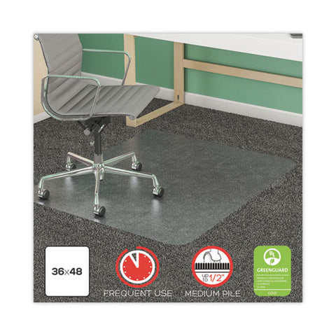 Supermat Frequent Use Chair Mat, Med Pile Carpet, Roll, 45 X 53, Rectangular, Clear