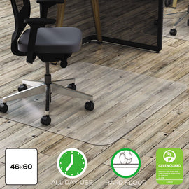 All Day Use Chair Mat - Hard Floors, 46 X 60, Rectangle, Clear