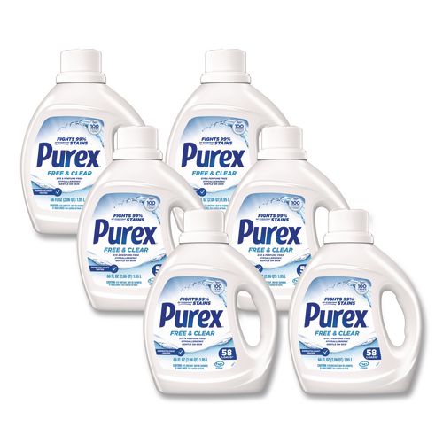 Free And Clear Liquid Laundry Detergent, 58 Loads, Unscented, 66 Oz Bottle, 6/carton