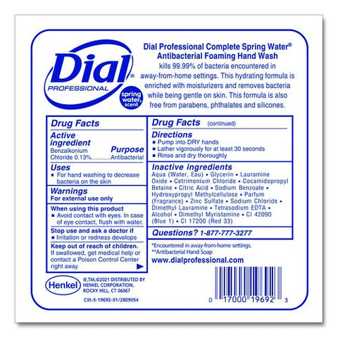 Antibacterial Foaming Hand Wash Refill For 1700 V Dispenser, Spring Water Scent, 1.7 L, 3/carton