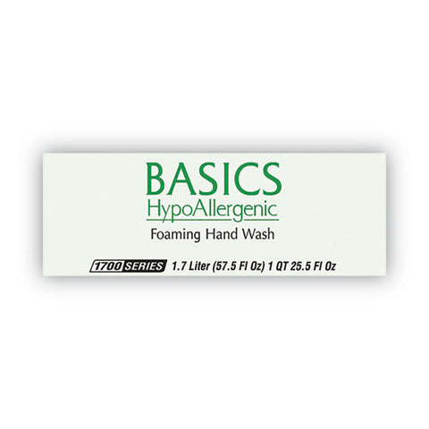 Basics Hypoallergenic Foaming Hand Wash Refill For 1700 Dispenser, With Vitamin E, Honeysuckle Scent, 1.7 L, 3/carton