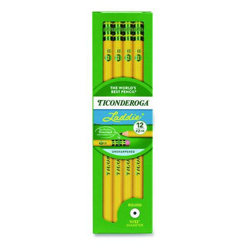 Ticonderoga Laddie Woodcase Pencil With Microban, Hb (#2), Black Lead, Yellow Barrel, 12/pack