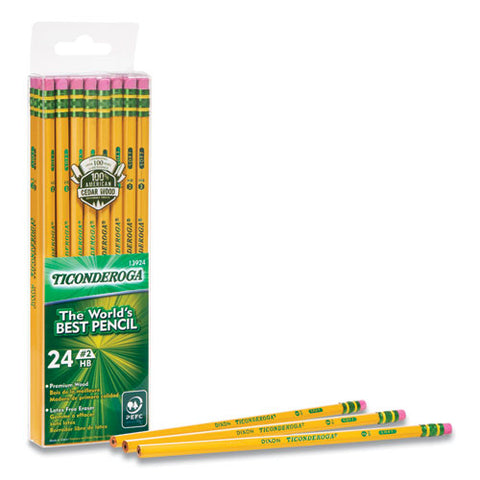 Pencils, Hb (#2), Black Lead, Yellow Barrel, 24/pack