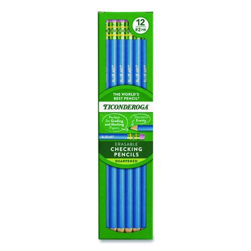 Erasable Colored Pencils, 2.6 Mm, 2b (#2), Blue Lead, Blue Barrel, 12/pack