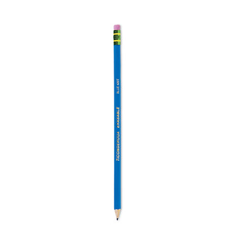 Erasable Colored Pencils, 2.6 Mm, 2b, Blue Lead, Blue Barrel, Dozen