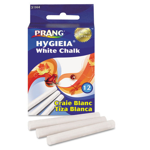 Hygieia Dustless Board Chalk, 3.25" X 0.38' Diameter, White, 12/box