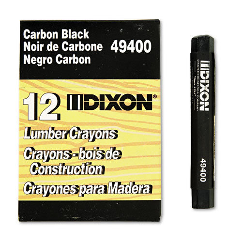 Lumber Crayons, 4.5 X 0.5, Carbon Black, Dozen