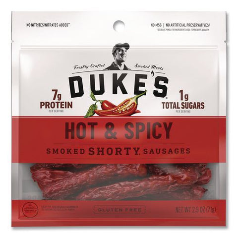 Hot And Spicy Smoked Shorty Sausages, 2.5 Oz Bag, 7/carton