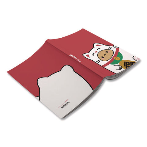 Smoko Tayto Lucky Cat Layflat Notebook, 1 Subject, Medium/college Rule, Red/white/brown Cover, (72) 8 X 5 Sheets