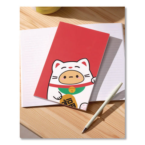 Smoko Tayto Lucky Cat Layflat Notebook, 1 Subject, Medium/college Rule, Red/white/brown Cover, (72) 8 X 5 Sheets