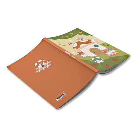 Smoko Mushroom Garden Layflat Notebook, 1 Subject, Medium/college Rule, Green/tan/red Cover, (72) 8 X 5 Sheets