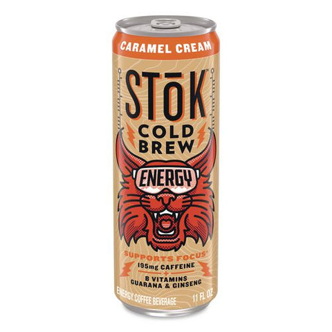 Stok Energy Caramel Cream Cold Brew Coffee, 11 Oz Can, 12/carton