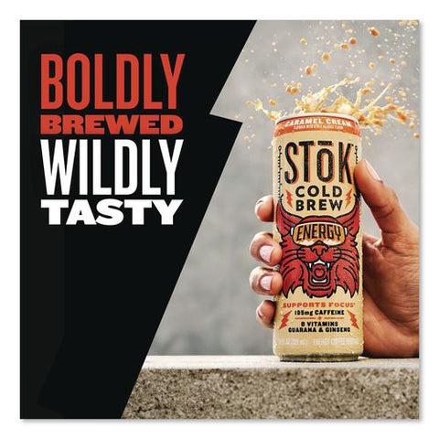 Stok Energy Caramel Cream Cold Brew Coffee, 11 Oz Can, 12/carton