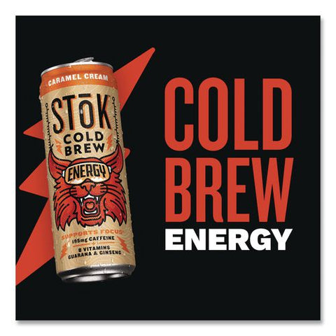 Stok Energy Caramel Cream Cold Brew Coffee, 11 Oz Can, 12/carton