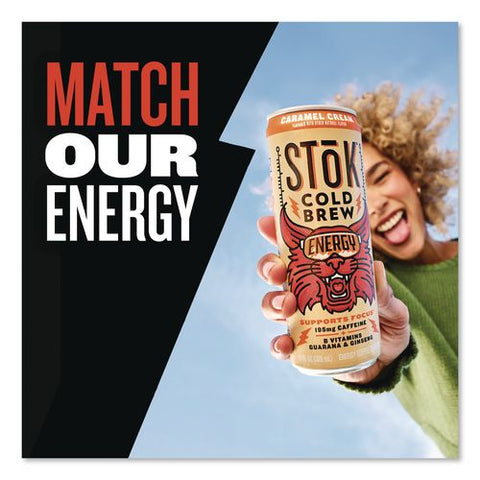 Stok Energy Caramel Cream Cold Brew Coffee, 11 Oz Can, 12/carton