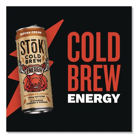 Stok Energy Mocha Cream Cold Brew Coffee, 11 Oz Can, 12/carton