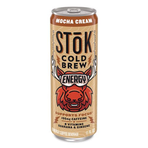 Stok Energy Mocha Cream Cold Brew Coffee, 11 Oz Can, 12/carton