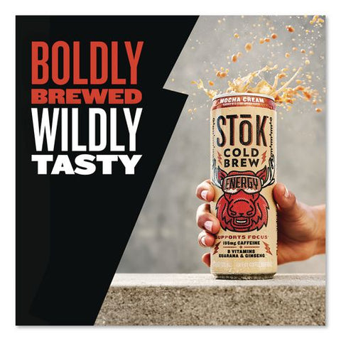 Stok Energy Mocha Cream Cold Brew Coffee, 11 Oz Can, 12/carton