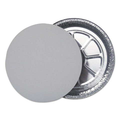 Aluminum Round Containers With Board Lid, 9" Diameter X 1.94"h, Silver, 250/carton