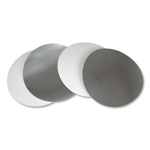 Flat Board Lids For 8" Round Containers, Silver, Paper, 500 /carton