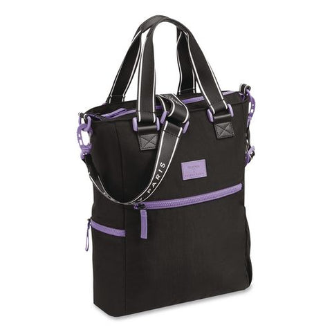 Florence By Mills Your Story Tote Bag, 15.6" Laptop Compartment, 12.5" X 4.75" X 14.25", Black/purple