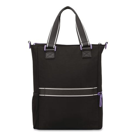 Florence By Mills Your Story Tote Bag, 15.6" Laptop Compartment, 12.5" X 4.75" X 14.25", Black/purple