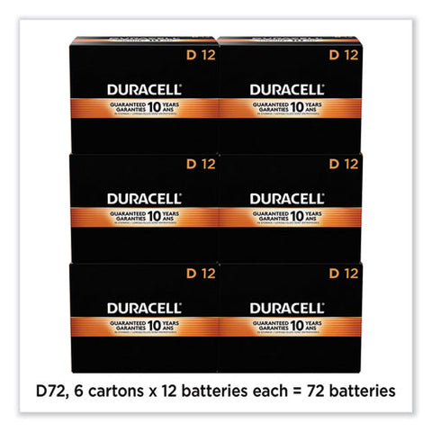 Coppertop Alkaline D Batteries, 72/carton