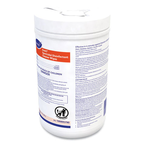 Avert Sporicidal Disinfectant Cleaner Wipes, 6 X 7, Chlorine Scent, 160/canister, 12/carton