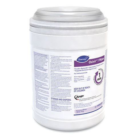 Oxivir 1 Wipes, 1-ply, 10 X 10, Characteristic Scent, White, 60 Canister, 12 Canisters/carton