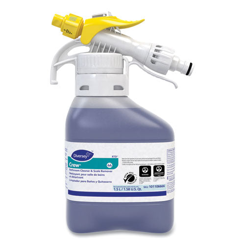 Crew Bathroom Cleaner And Scale Remover, Liquid, 1.5 L Bottle, 2/carton