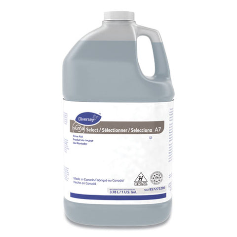 Suma Select A7 Rinse Aid, Warewashing, Unscented, 1 Gal Bottle, 4/carton