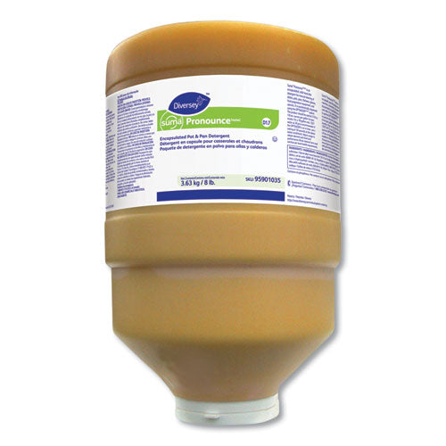 Suma Pronounce D1.7 Encapsulated Pot/pan Detergent, Citrus Scent, 3.63 Kg Bottle, 2/carton