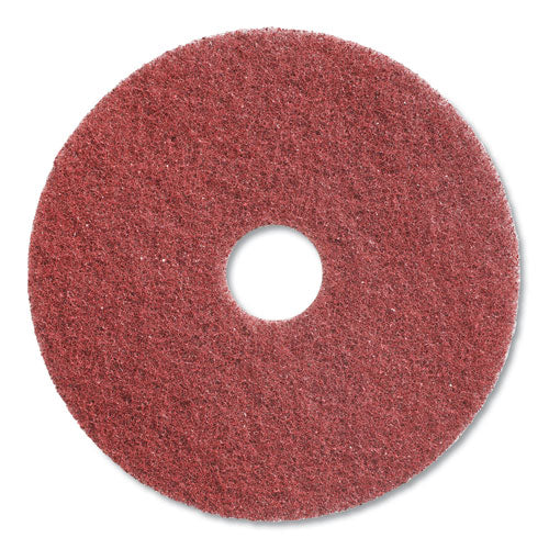 High-traffic Twister Floor Pad, 17" Diameter, Red, 2/carton