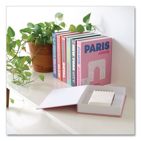 Magnetic Storage Book Box, Paris, 7.5 X 1.75 X 9.75, Pink