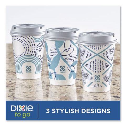 To Go Paper Cups And Lids Combo, 12 Oz, Blue/white, 66/pack