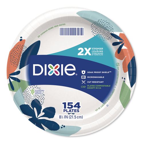Paper Plates With Soak-proof Shield, Plate, 8.5" Dia, Multicolor, 154/pack