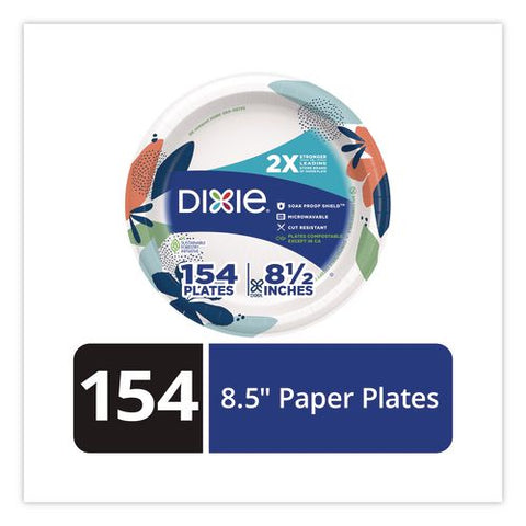 Paper Plates With Soak-proof Shield, Plate, 8.5" Dia, Multicolor, 154/pack