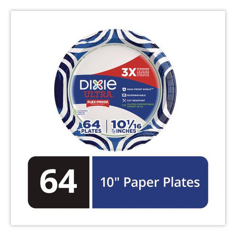 Paper Plate With Flex-proof Technology, 10" Dia, Multicolor, 64/pack