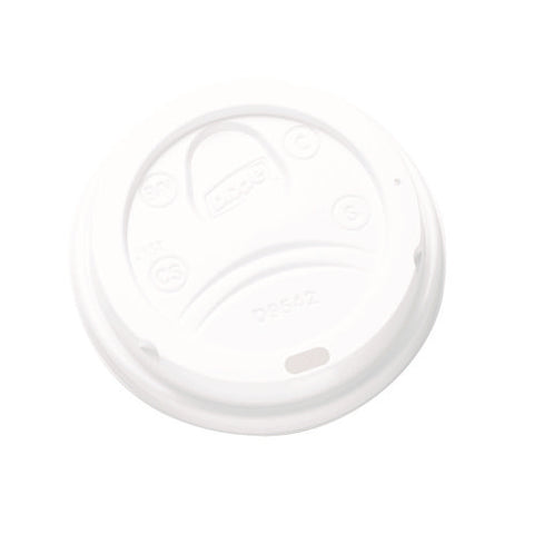 Dome Drink-thru Lids, Fits 10 Oz To 20 Oz Dixie Hot Cups, Plastic, White, 100/pack