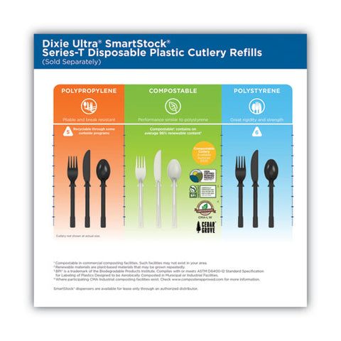 Smartstock Tri-tower Dispensing System Polypropylene Cutlery, Mediumweight Soup Spoon, Plastic, Black, 40/pack, 24 Packs/ct