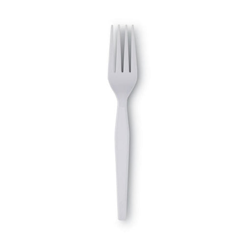 Plastic Cutlery, Heavyweight Fork, White, 100/box