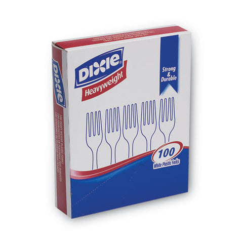 Plastic Cutlery, Heavyweight Fork, White, 100/box