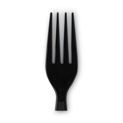 Individually Wrapped Heavyweight Forks, Polystyrene, Black, 1,000/carton