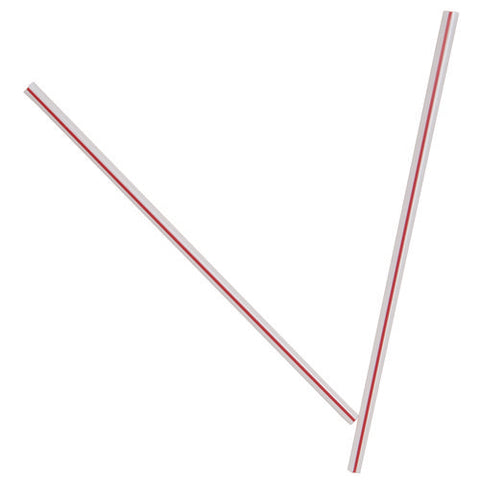 Unwrapped Hollow Stir-straws, 5.5", Plastic, White/red Stripe, 1,000/box